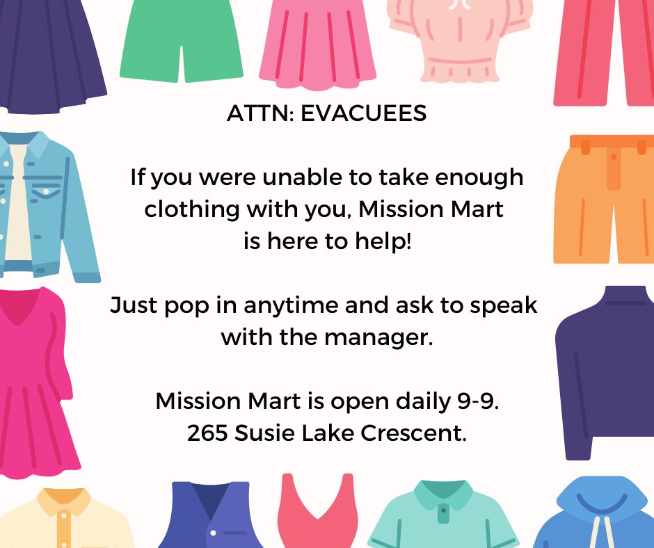 Mission Mart is here to help!  If you have lost your home or if you are currently displaced due to the fire, please feel free to come to Mission Mart.  Our managers can help you find what you need at no cost.  Just ask to speak with a manager when you arrive.