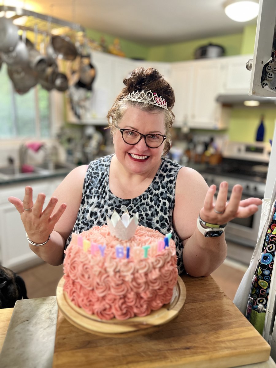 This is me on my #birthday in my natural habitat. Doesn’t everyone wear a tiara in the #kitchen? #Grateful #FoodieBeauty #GoodFriends #Spoiled #Cake #SaltedCaramel #Princess