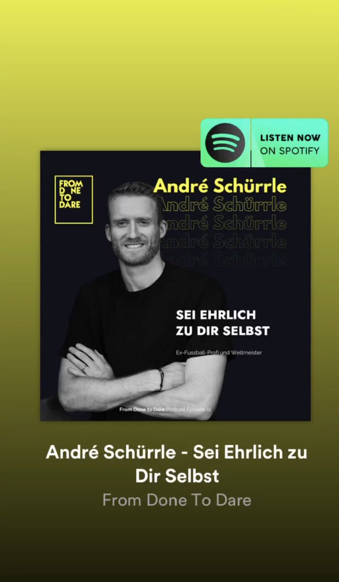 Wir sind zurück! Die deutsche Ausgabe unseres Podcasts #fromdonetodare erscheint jeden Dienstag auf allen bekannten Podcast Plattformen. Ich freue mich auf euer Feedback. #podcast #mindset @Andre_Schuerrle