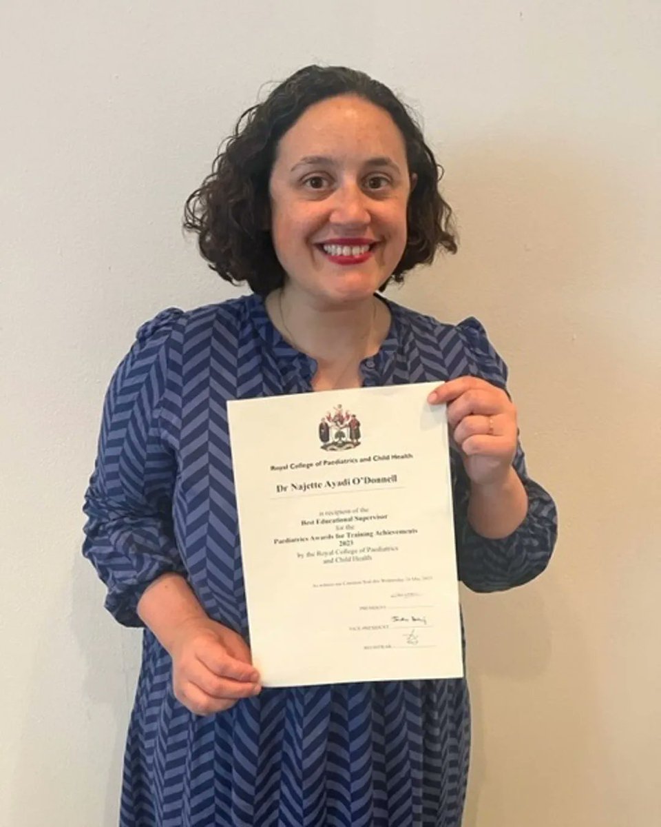Congratulations to Dr Najette Ayadi O'Donnell, UCLH consultant general paediatrician on winning Educational Supervisor of the Year at the <a href="/RCPCHtweets/">RCPCH</a> awards!

This award is given to those who demonstrate excellence in the education of paediatric trainees.

Well done!👏 #OneTeam