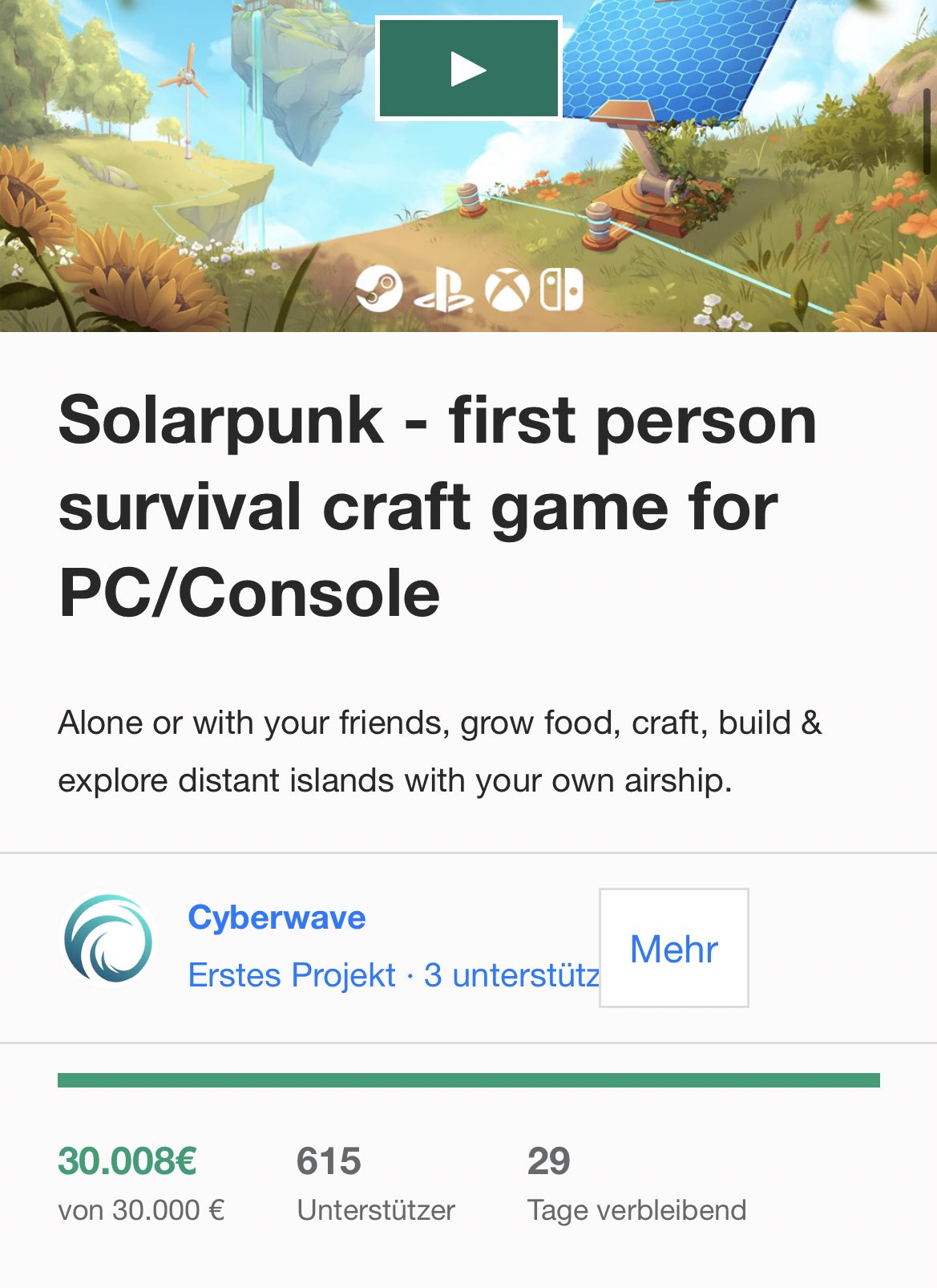 Solarpunk - a first person survival craft game - follow us on