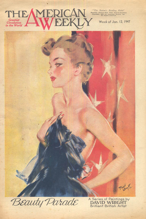 cover of January 12, 1947 issue of the American Weekly by David Wright #art #arts #illustration #design #style #fashion #40s #1940s #artist #artists #retro #vintage #usa #america #american #artgallery #artgalleries #magazine #magazines #commercialart #designer #designers