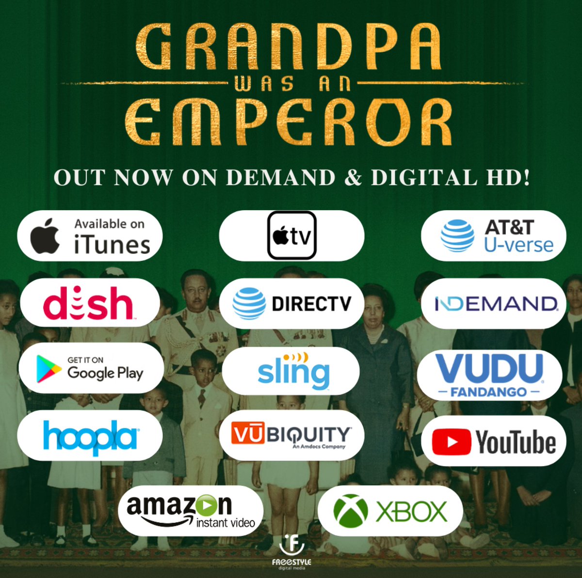 Starting today you can watch GRANDPA WAS AN EMPEROR on Apple TV, iTunes, Amazon, and many other digital platforms via @FreestyleDM. Available now at the link below!
freestyledigitalmedia.tv/film/grandpa-w…