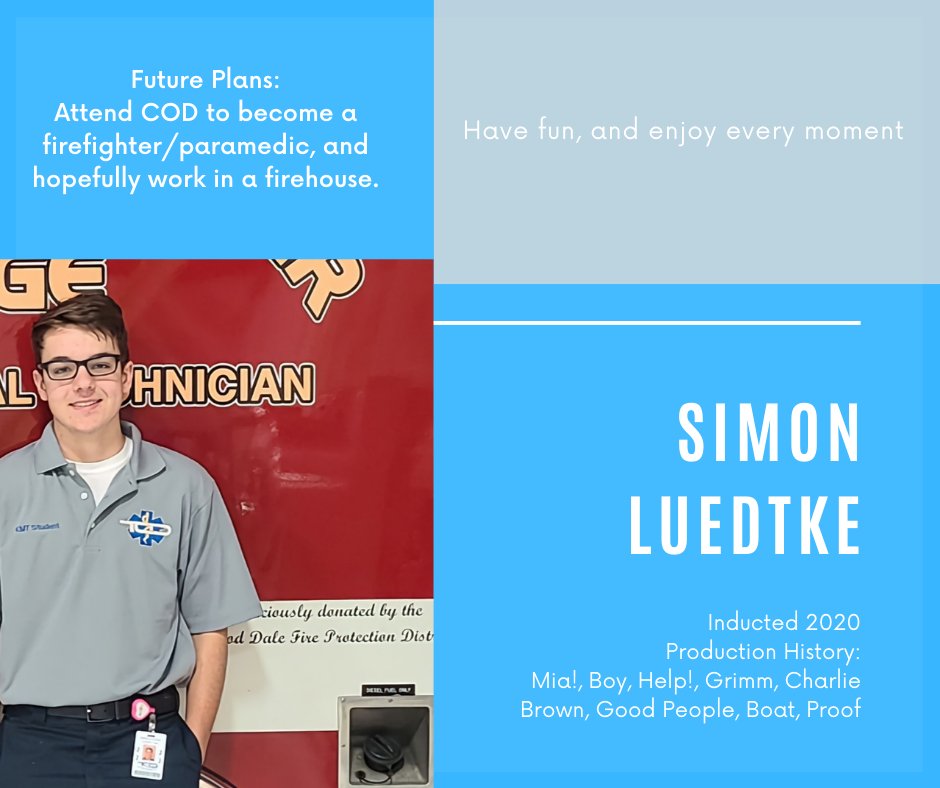 Today's Senior Thespian just might save your life one day! Simon Luedtke from Lights! #theatrekids