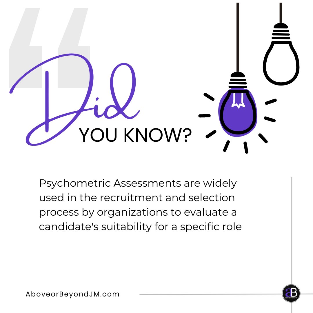 Trust us to enhance your selection process and find the perfect candidate for the job.

Contact us today to learn more!
☎️ US: 954-361-1736
📲 Jamaica: 876-948-5627
📧 info@aboveorbeyondjm.com

#Recruitment #PsychometricAssessments #HiringSolutions