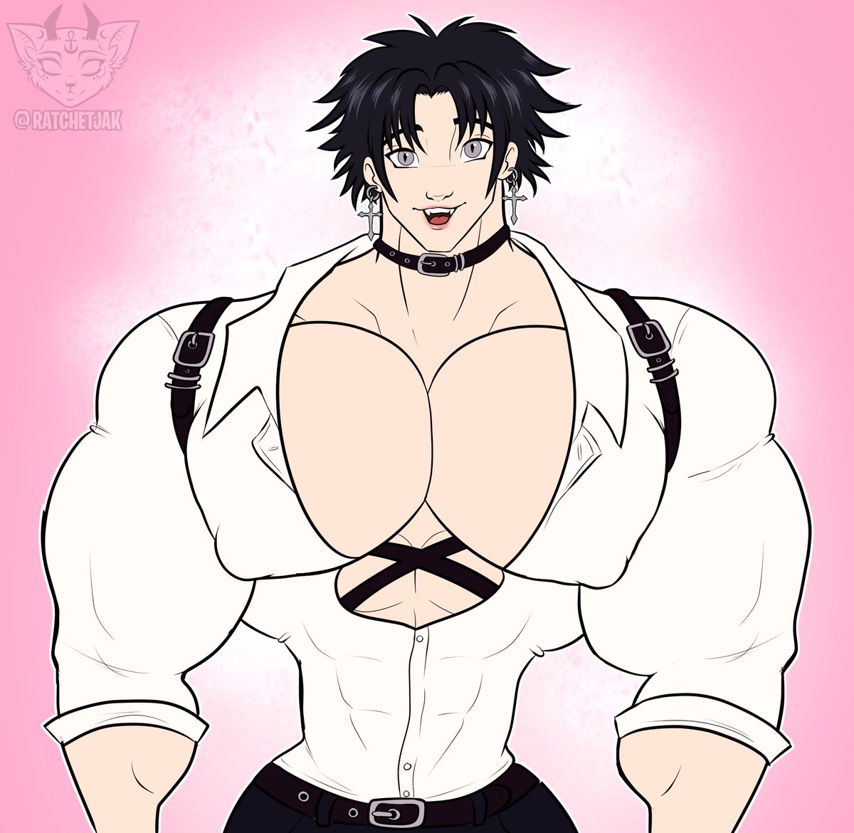 KaiLombax's tweet photo. Fanart for @MizunoAki_ , What can I say? He's so cute and I couldn't resist giving him the beef up treatment with obligatory mega "bara tiddies" hehe🥰 #GoodboyAki #Fanart #Bara #Muscle #DigitalArt #Artist #MuscleArtFanart https://t.co/rgFSp3fFzf