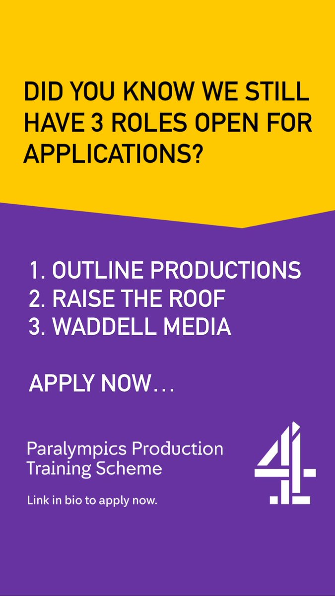 📢Disabled talent, don't miss out on your chance to begin a career in the TV industry:  c4productiontrainingscheme.com

#paralympics #sport #factualprogramming #factualentertainment #entertainment #tvproduction #entrylevel #jobs