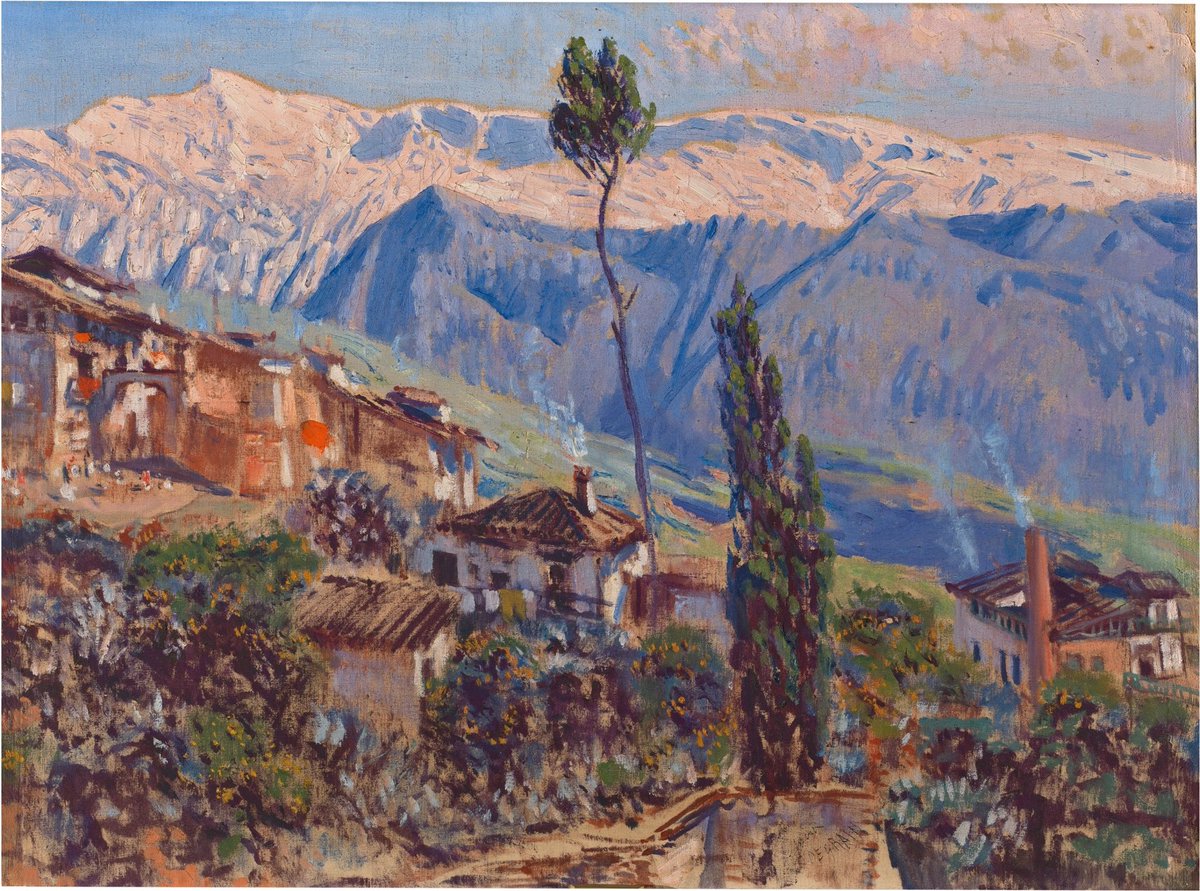 Homo_Curiosum's tweet photo. Antonio Muñoz Degrain (Spain, 1840 - 1924)
View of Granada and Sierra Nevada
1915
Oil on canvas, 50 x 67 cm.
Museo del Prado (Madrid)
#Impressionism #Masterpiece #Painting #Artist #ArtHistory #Artwork #Museum #Art #Kunst #Arte #BeauxArts #FineArt #Landscape #Degrain #SpanishArt https://t.co/a3BNkwLpFY