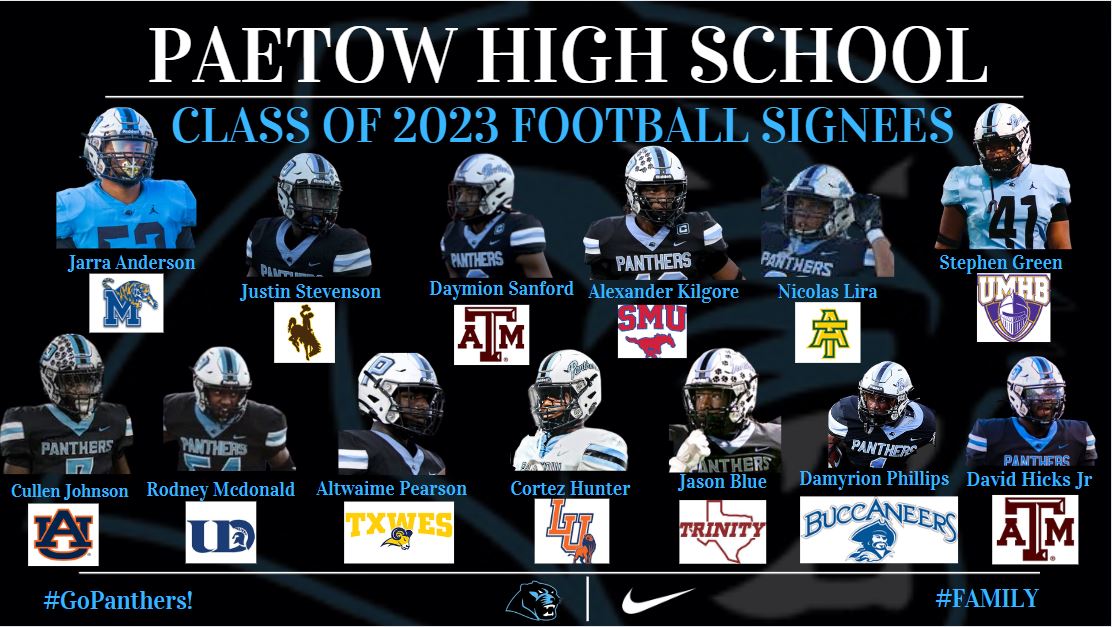 Proud of our #Classof2023 <a href="/PaetowHS/">Paetow High School</a> Football Signees!  

<a href="/KatyISDAthletic/">Katy ISD Athletics</a>