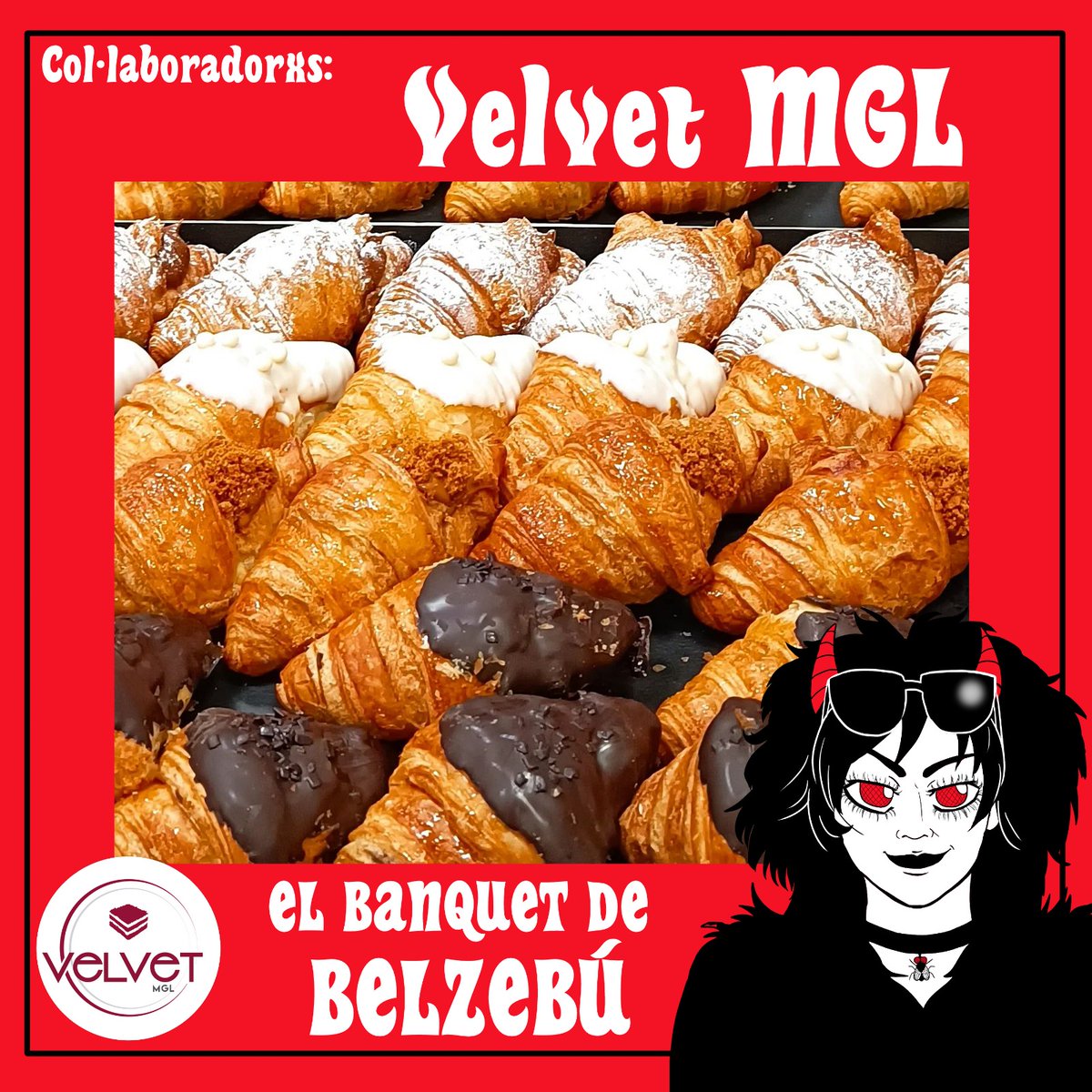 SonsofLilith666's tweet photo. Tenim el plaer de contar amb la pastisseria Velvet MGL com a col·laboradora del nostre esdeveniment!  Seran ells qui ens proporcionaràn els croissants amb sorpresa anunciats als cartells, que seràn les postres del nostre bufet! https://t.co/nU8vyPf22w