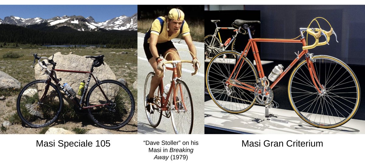 I was today-years-old when I learned that the Masi Speciale 105 steel frame bike I bought in 2009 (to replace my 1982 Trek) is the same make as the Masi Gran Criterium that Dave Stoller (Dennis Christopher) rode in the 1979 classic movie, Breaking Away.
