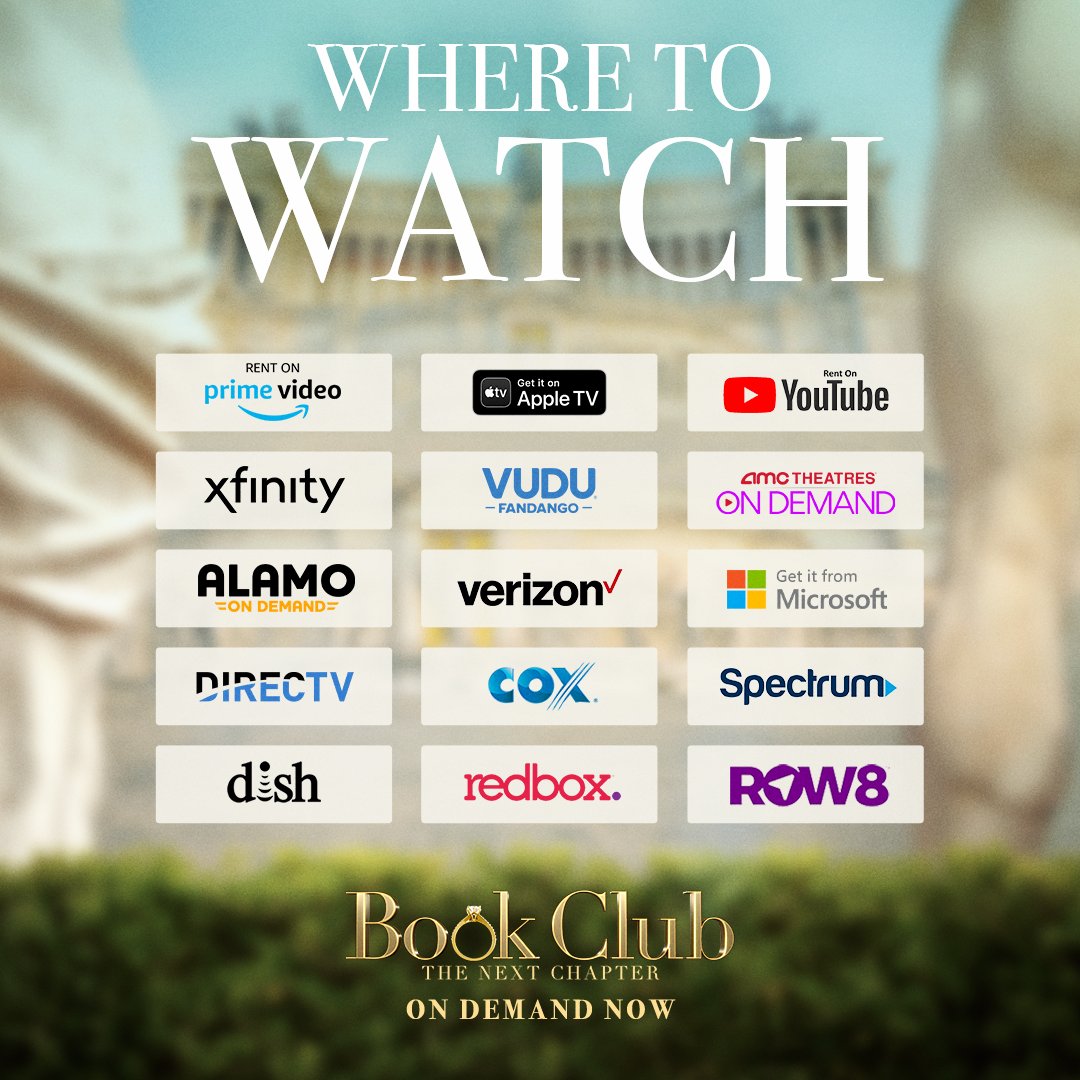 Get ready for a fabulous night in. #BookClub: The Next Chapter is in theaters now, and on demand starting TODAY!

Find out where to watch: bookclubthenextchapter.com