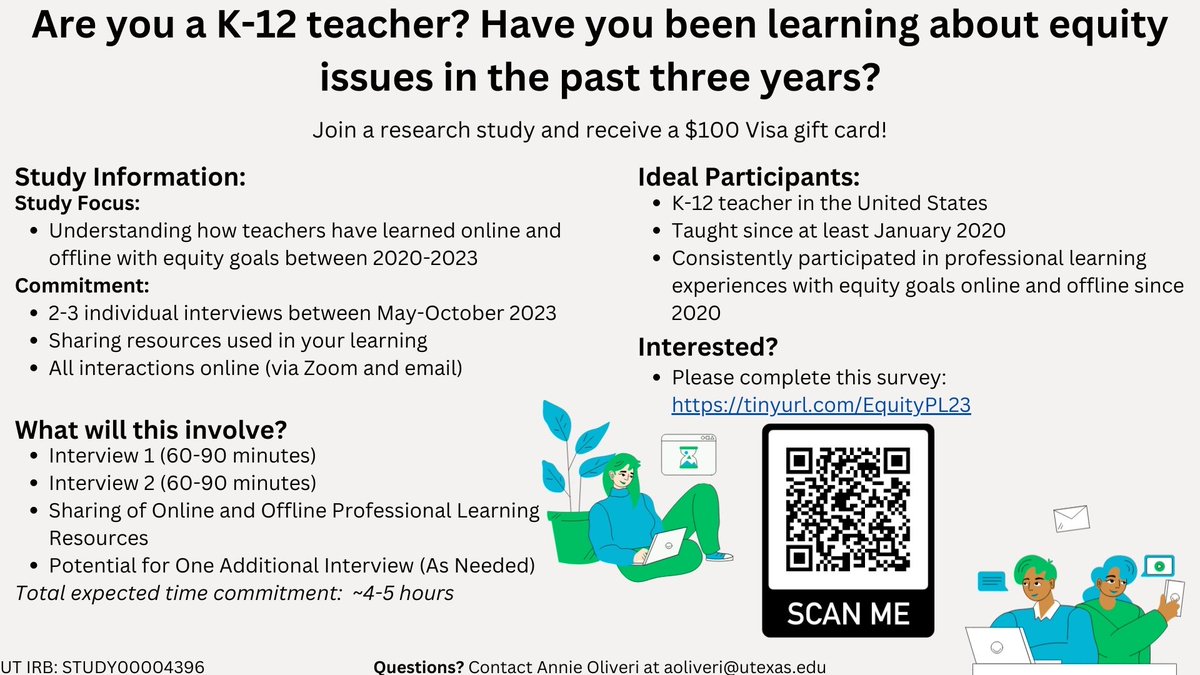 Calling all K-12 Ts! Have you been a T since at least January 2020? Have you participated in professional learning focused on equity goals online & offline? I need your help for my dissertation study! Follow this link: tinyurl.com/EquityPL23 
#edchat #equityedu #teachertwitter