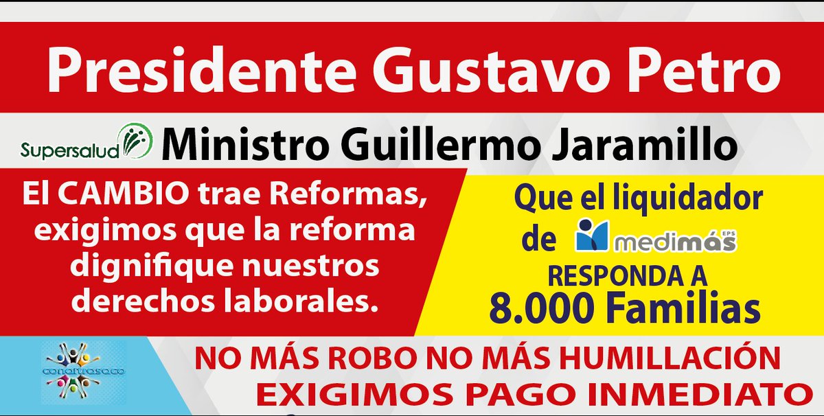 TolozaAlirio's tweet photo. @petrogustavo @GA_Jaramillo @Aidarragaf @MintrabajoCol @MedimasEPS  por favor que la @Reformasaludcol permita la dignificación de derechos   trabajadores del grupo @SaludCoopEPS_ liquidación de medimas igual a las demas todos robados https://t.co/8XcC9jcseT
