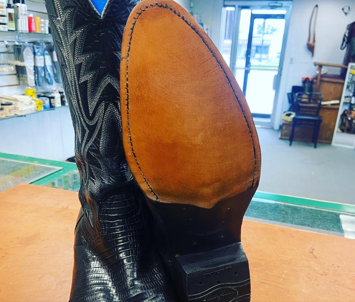 clarkfornorman's tweet image. Wow! Just wow! I absolutely have to give a shoutout to a local business that can now add “miracles” to its list of services! Check out this phenomenal craftsmanship from D &amp;amp; B Boots on Main! The before/after is crazy! This boot owner will be VERY happy!! #shopnorman #keepitlocal