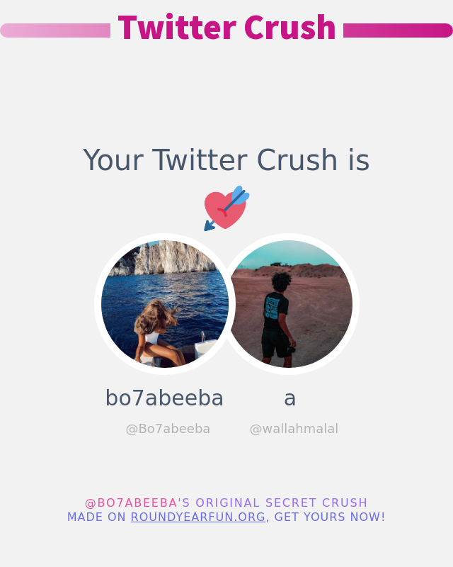 Bo7abeeba's tweet photo. My Twitter Crush is: @wallahmalal

➡️ https://t.co/qnWvAxd3M1 https://t.co/jh82Km799m