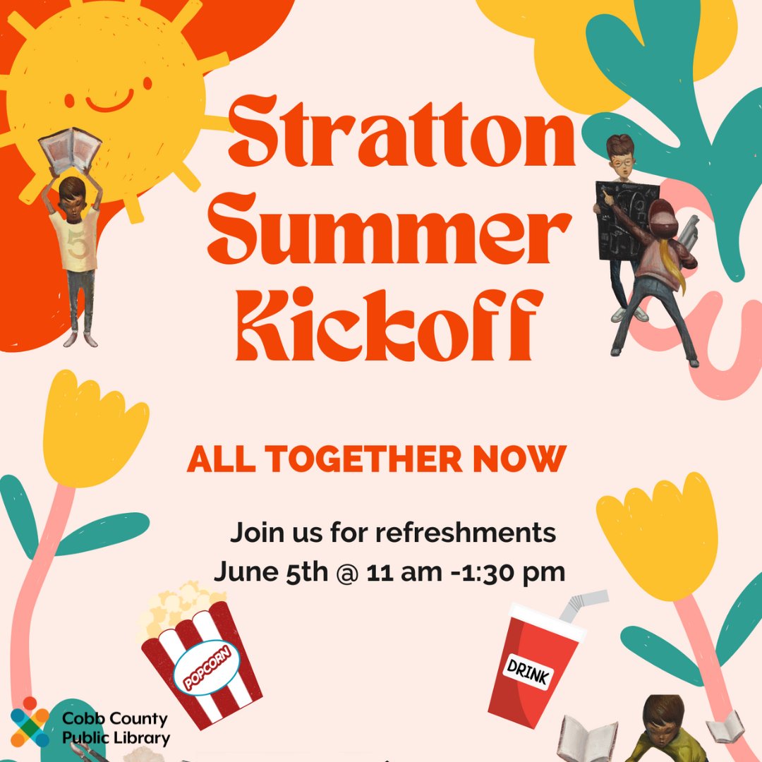 cobblibrary's tweet photo. Join Stratton Library for their Summer Kickoff Open House with refreshments, conversation, library tours, and more! Bring all your questions about Summer Reading and library services!
.
#StrattonLibrary | Monday, June 5 | 11 am - 1:30 pm https://t.co/GIo8hEank5
