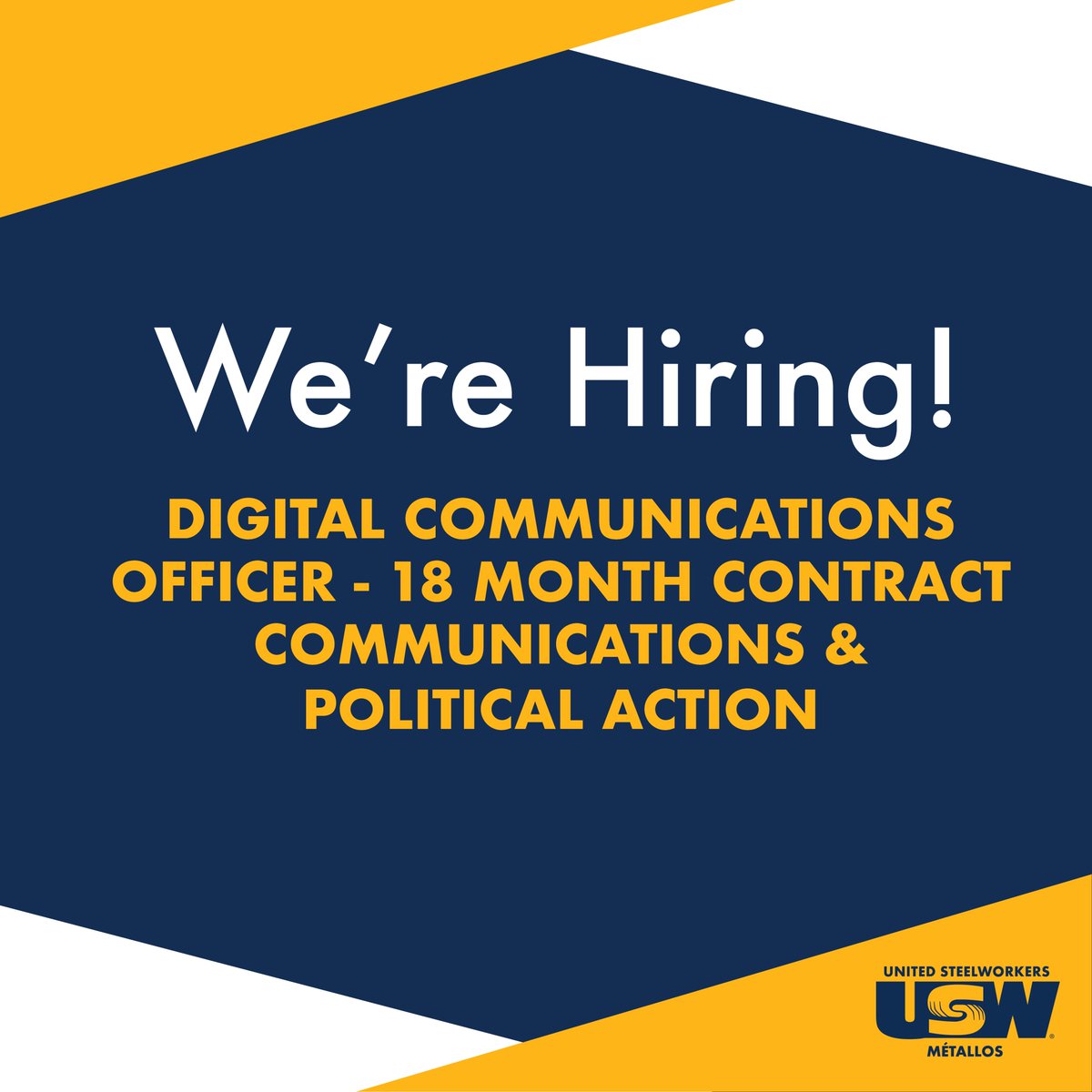 Interested in joining the #USW family? We're looking for a Digital Communications Officer to join our Communications & Political Action Department! 🙌 Deadline to apply: Monday, June 12, 2023 by 5 p.m. EST Full posting at: usw.ca/resources/digi… #CanLab #USW #JoinOurTeam