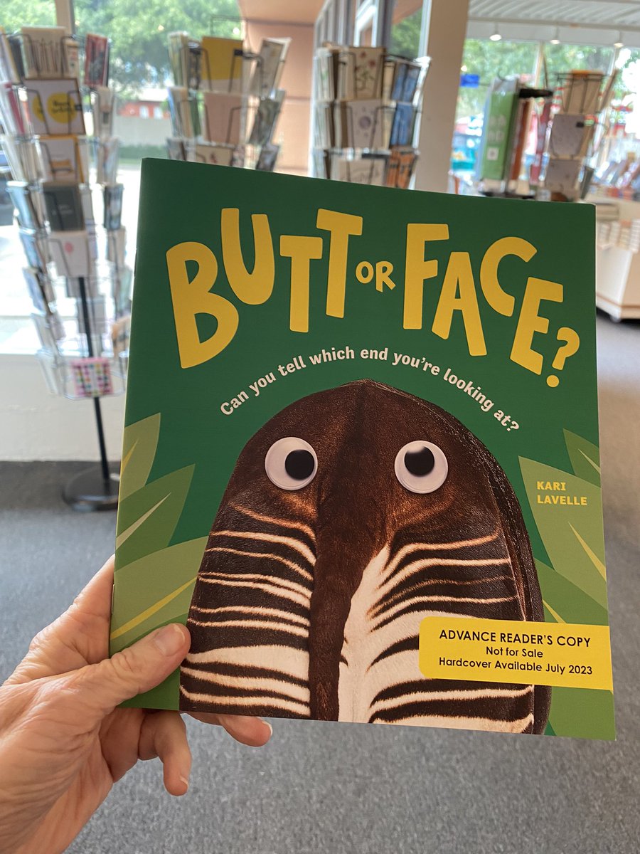 So excited to receive my early copy of @KariALavelle ‘s brilliant and funny BUTT OR FACE! Learn about the animal world while laughing at these real life close ups! Everyone needs this book & it will be at @BrazosBookstore ! @Sourcebooks