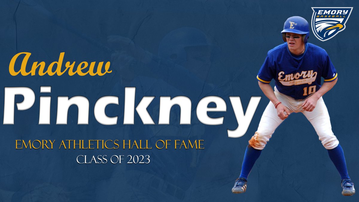Emory Athletics (@emoryathletics) on Twitter photo Our next HOF inductee became the first from <a href="/EmoryBaseball/">Emory Baseball</a> to be selected in the MLB Draft, being picked in the 34th Round by the Red Sox in 2004. In two years with the Eagles, he led them to two UAA titles and a trip to the CWS in 2003.
Congrats, Andrew Pinckney!
#FlyHigher Our next HOF inductee became the first from <a href="/EmoryBaseball/">Emory Baseball</a> to be selected in the MLB Draft, being picked in the 34th Round by the Red Sox in 2004. In two years with the Eagles, he led them to two UAA titles and a trip to the CWS in 2003.
Congrats, Andrew Pinckney!
#FlyHigher