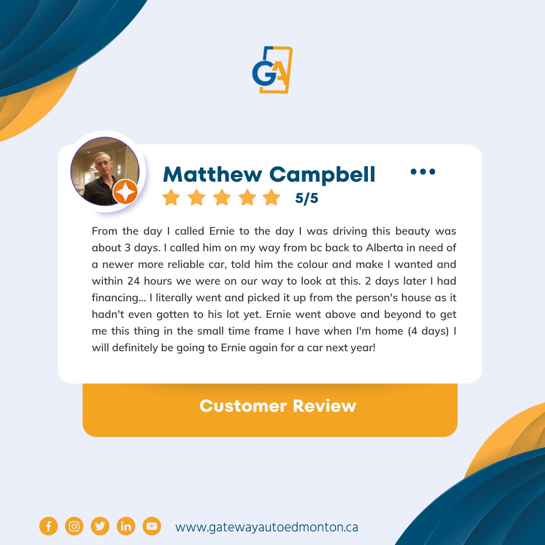 gatewayautoedm's tweet image. 🌟 Gateway Auto: Exceeded Expectations! 🌟
Read a satisfied customer review!

Ready to experience exceptional service and find your dream vehicle? Visit our website : zurl.co/Bb65

#GatewayAuto #SatisfiedCustomer #ExceptionalService #CarBuyingExperience #CustomerReview