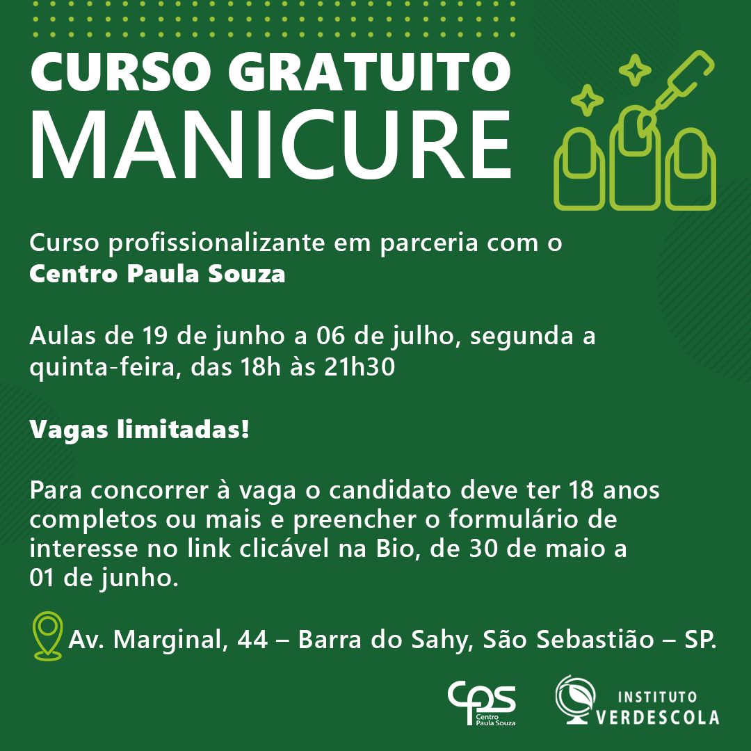 Verdescola's tweet photo. 📒 CURSO GRATUITO! - Manicure!
Saiba mais aqui https://t.co/gOWKgSvGDS
