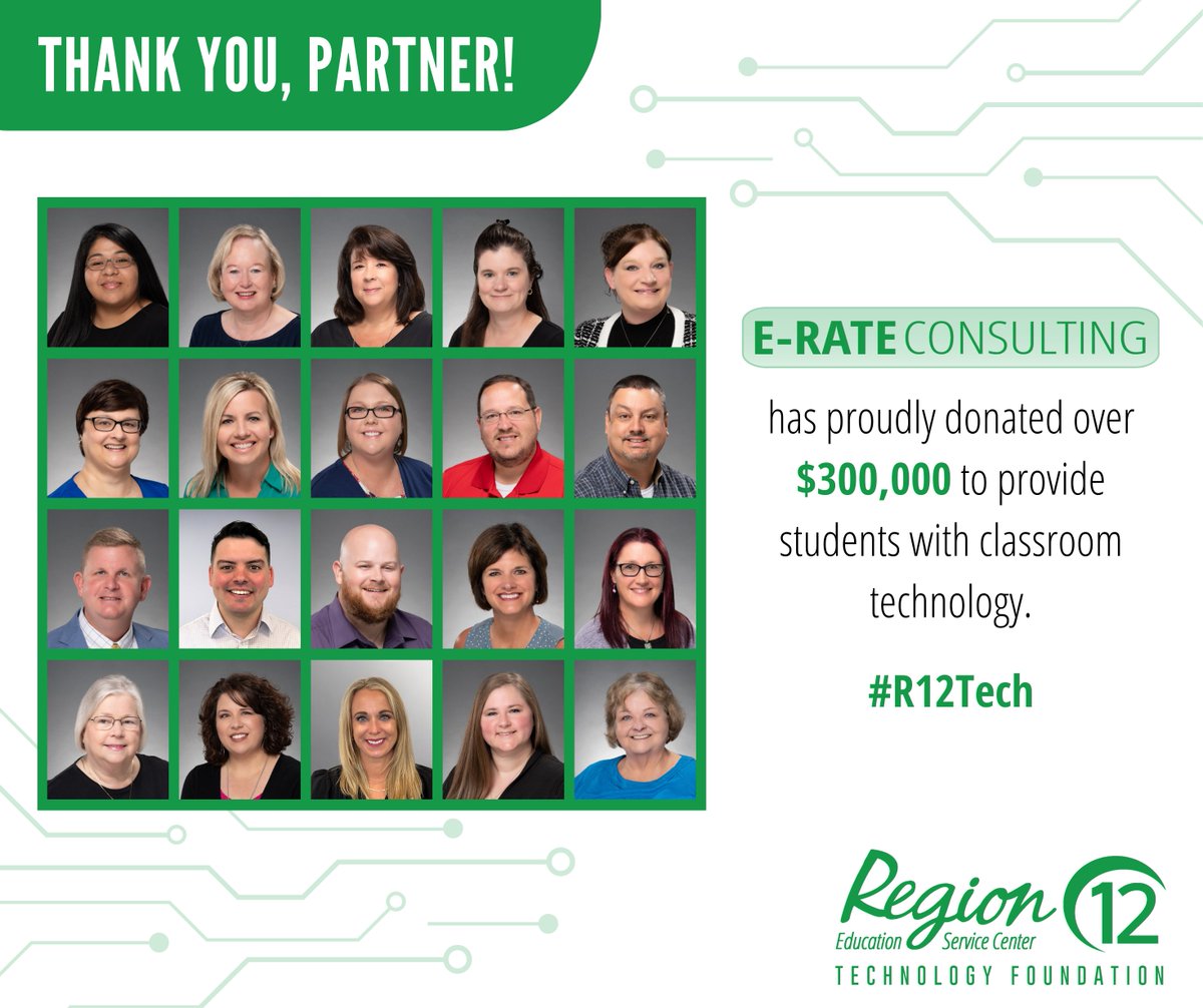 escregion12's tweet photo. 💻 ESC Region 12 E-Rate has proudly donated $300,000 to make a difference in the education of our Region 12 students! Thank you for being a Partner of the Technology Foundation! 🤝 #R12Tech
Vist https://t.co/8t7h8sO8mM to learn more about our E-Rate Consulting Services. https://t.co/iRPH7AK7Hk