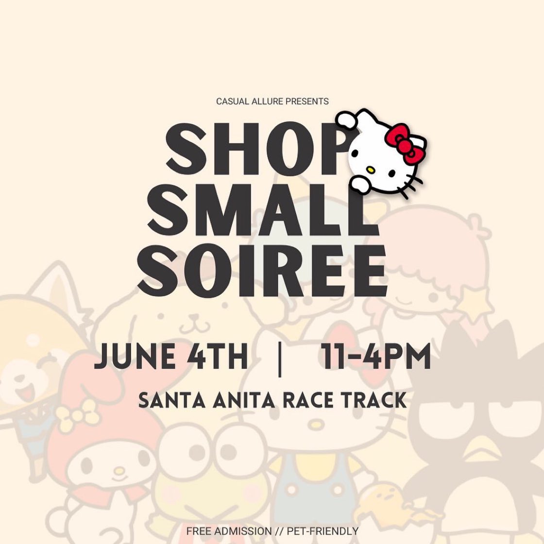 Shop all our favorite Sanrio themed glassware and accessories and more! this Sunday at Santa Anita’s Race Track, in ARCADIA CA 💖🫶🏼🪩✨🌸🎀🛍️ #ShopSmallSoiree