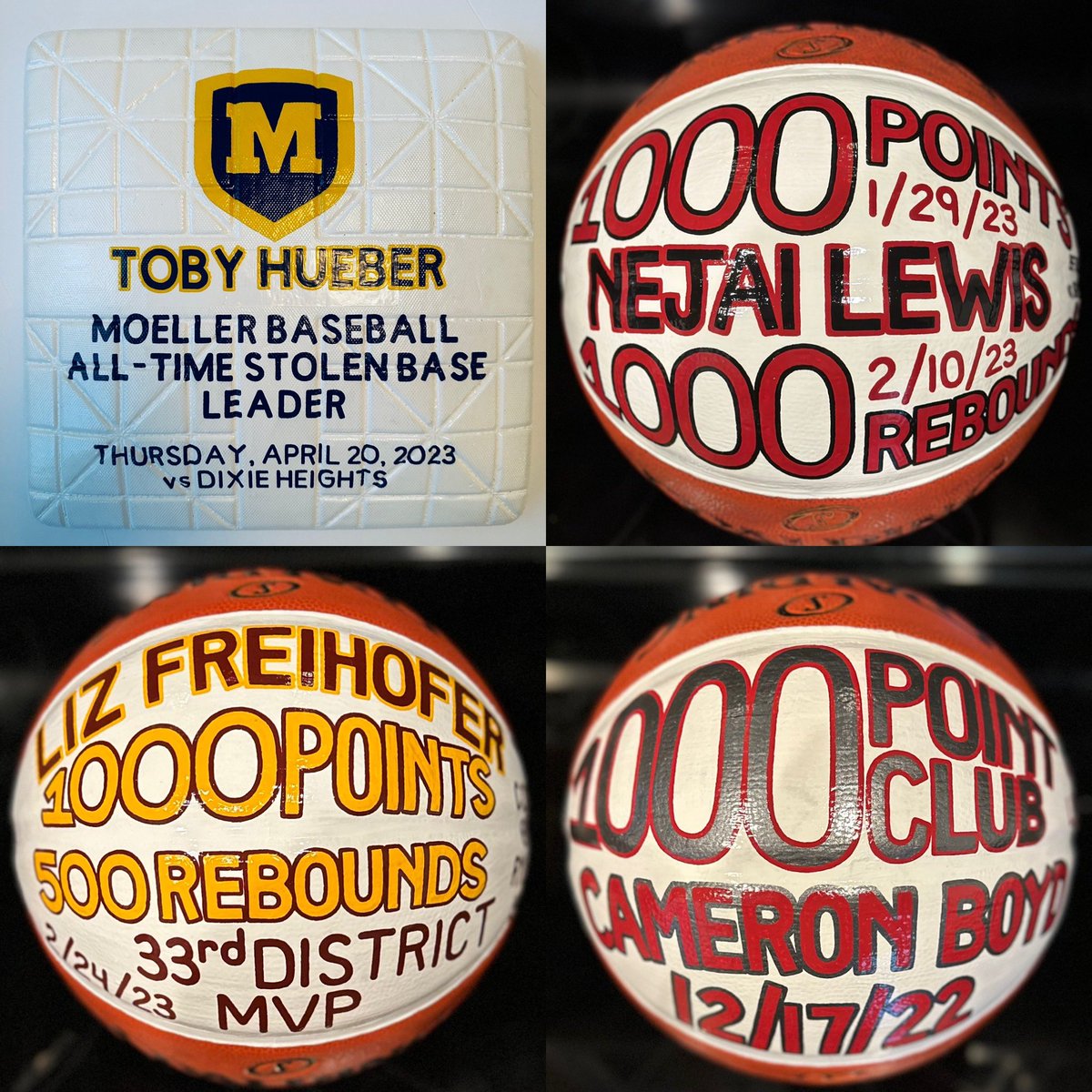 SullyPop's tweet photo. Some work from the last 6 months! Even painted my first base! 🎨🏀🏈⚾️ #custompaintedsportsballs https://t.co/38B9MNjlgS
