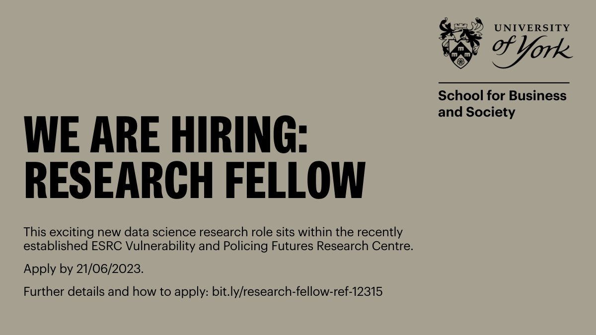 UoY_SBS's tweet photo. 📢 We are recruiting 📢 

#JobAlert | Research Fellow @UoY_SBS 

🕛Apply by 21/06/23 
 ℹ️ For further information and how to apply ⤵️

https://t.co/XPSbQWPxfo https://t.co/EmQJLuILdw