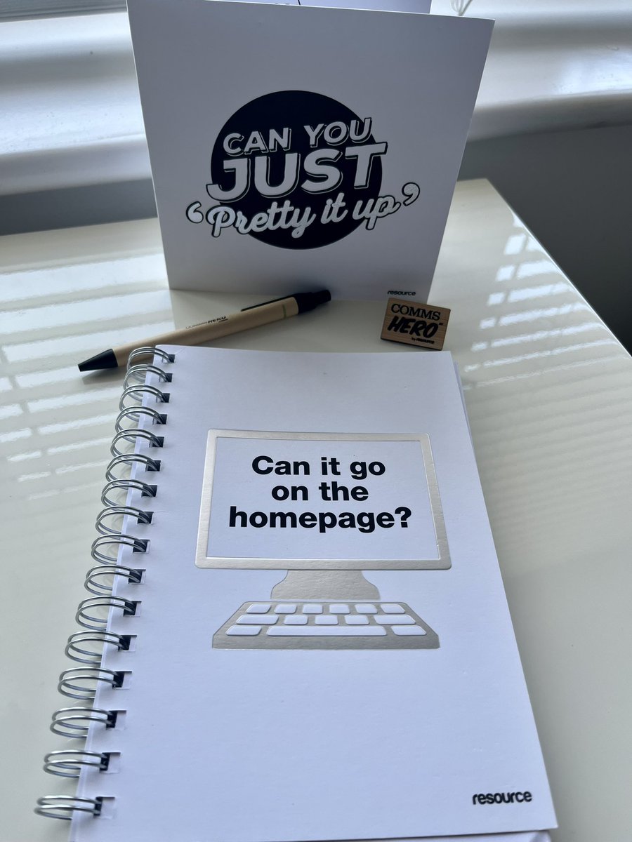 Well look what arrived at the weekend… 

Love a new notebook. Perfect timing for today’s briefing meeting with a new client.

Thank you @CommsHero @WeAreResource 

#NewClientNewNotebook #CommsHero