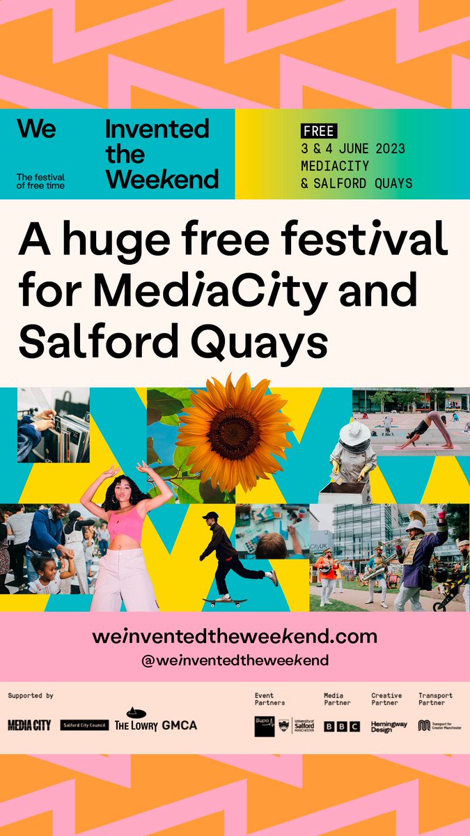 WITWeekend's tweet photo. The bank holiday might be over but the countdown to the We Invented the Weekend festival is ON! 🎉 

Join us THIS WEEKEND at @MediaCityUK &amp; #SalfordQuays for an unmissable FREE festival with 200+ activities. 

#MediaCity #Salford #WhatsOnMcr #freefestival #manchesterevents https://t.co/5xRmoYUrsS