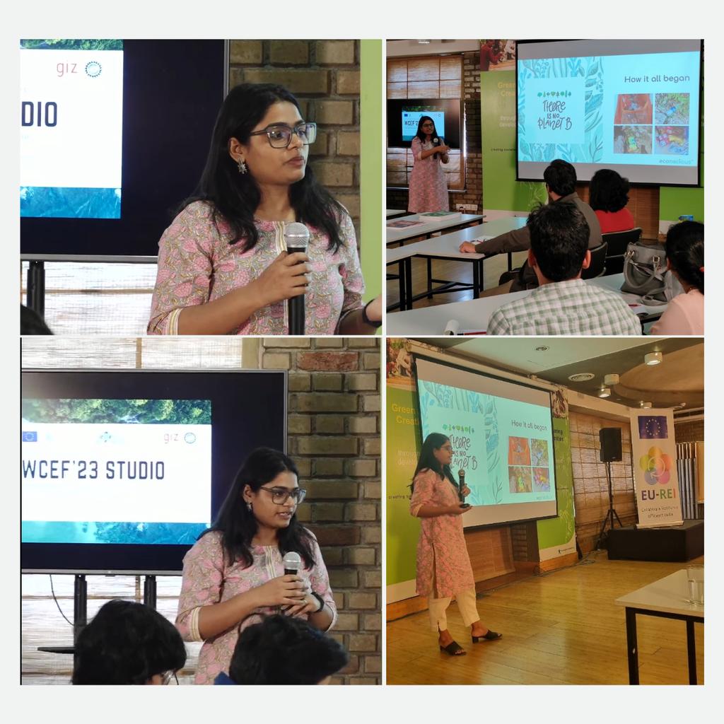 sonal_shuklaa's tweet photo. Delighted to speak at the @WorldCircular studio 2023, hosted by @iycn ! Showcasing @econsciousindia  and talking about our journey felt great, Grateful to @iycn EU Resource Efficiency Initiative (India), and @GizIndia for organizing this knowledge-sharing platform. https://t.co/agNudQkVt6