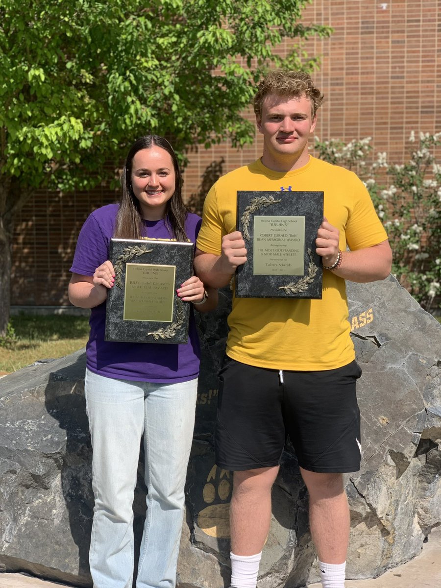 Congratulations to the Bob Bean and Jude Gleason top senior athlete award winners for the class of 2023- Kayla Almquist and Talon Marsh- Go Bru!