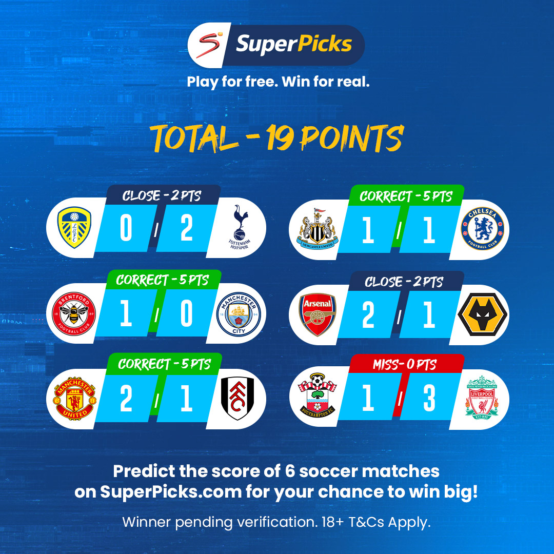 SuperPicks's tweet photo. Our last Predictor winner 🥂 for the season is Georges M! 🥳

They walk away with N1,000,000 🤑 after their 1⃣9⃣ point round + tiebreaker! 🤩

#SuperPicks #PlayForFree #WinForReal https://t.co/5Ii0SovRP4