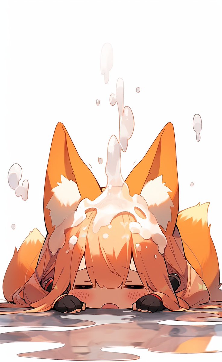fox26krystal21's tweet photo. 今日のキツネイラスト 
#AI術師さんと繋がりたい 

暑すぎて溶けてしまったキツネの少女
※この後冷蔵庫で冷やしました。 https://t.co/2moWPGysXy