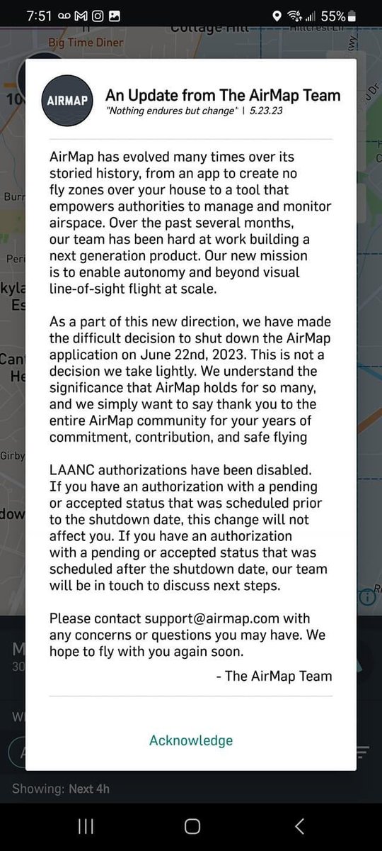 dronelaws's tweet image. AirMap is shutting down its LAANC service. For years, this was the leading LAANC service supplier by far.