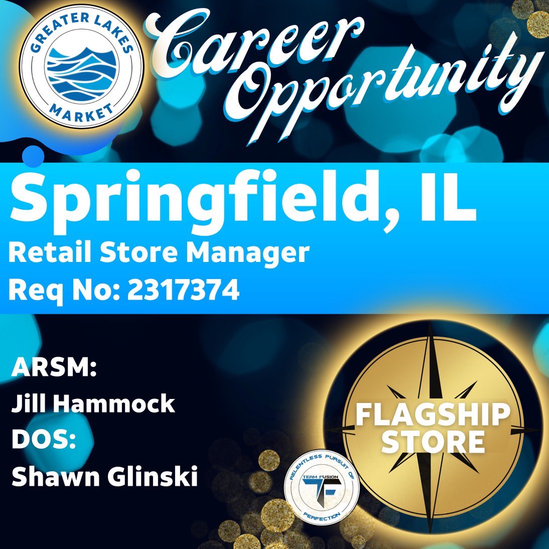 Team Fusion (@teamfusionglm) on Twitter photo π¨ FLAGSHIP RSM OPPORTUNITY! π¨
Team Fusion is looking for an incredible leader to take on the biggest store in our submarket!!
Do you have what it takes to make an impact?? Apply today!!
<a href="/shawnglinski/">Shawn Glinski</a> <a href="/GreaterLakesMkt/">Greater Lakes Market π</a> <a href="/BrianWest_GLM/">Brian West - GLM VPGM</a> <a href="/JohnPalmer_ER/">John Palmer</a> @theeastregion <a href="/HammockJill/">Jill Hammock</a> π¨ FLAGSHIP RSM OPPORTUNITY! π¨
Team Fusion is looking for an incredible leader to take on the biggest store in our submarket!!
Do you have what it takes to make an impact?? Apply today!!
<a href="/shawnglinski/">Shawn Glinski</a> <a href="/GreaterLakesMkt/">Greater Lakes Market π</a> <a href="/BrianWest_GLM/">Brian West - GLM VPGM</a> <a href="/JohnPalmer_ER/">John Palmer</a> @theeastregion <a href="/HammockJill/">Jill Hammock</a>