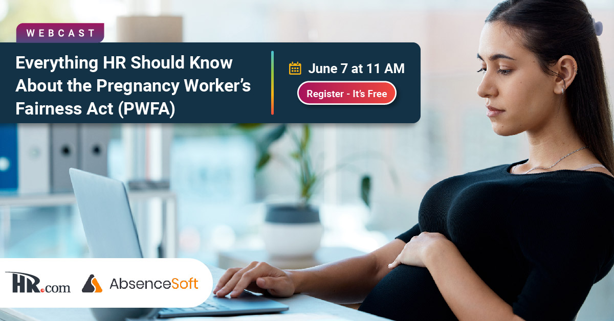 Is your organization ready and compliant with the new Pregnancy Workers Fairness Act? @absencesoft will share best practices for workplace accommodation processes, and what HR needs to do to be prepared for this new law. #PWFA web.hr.com/349kh