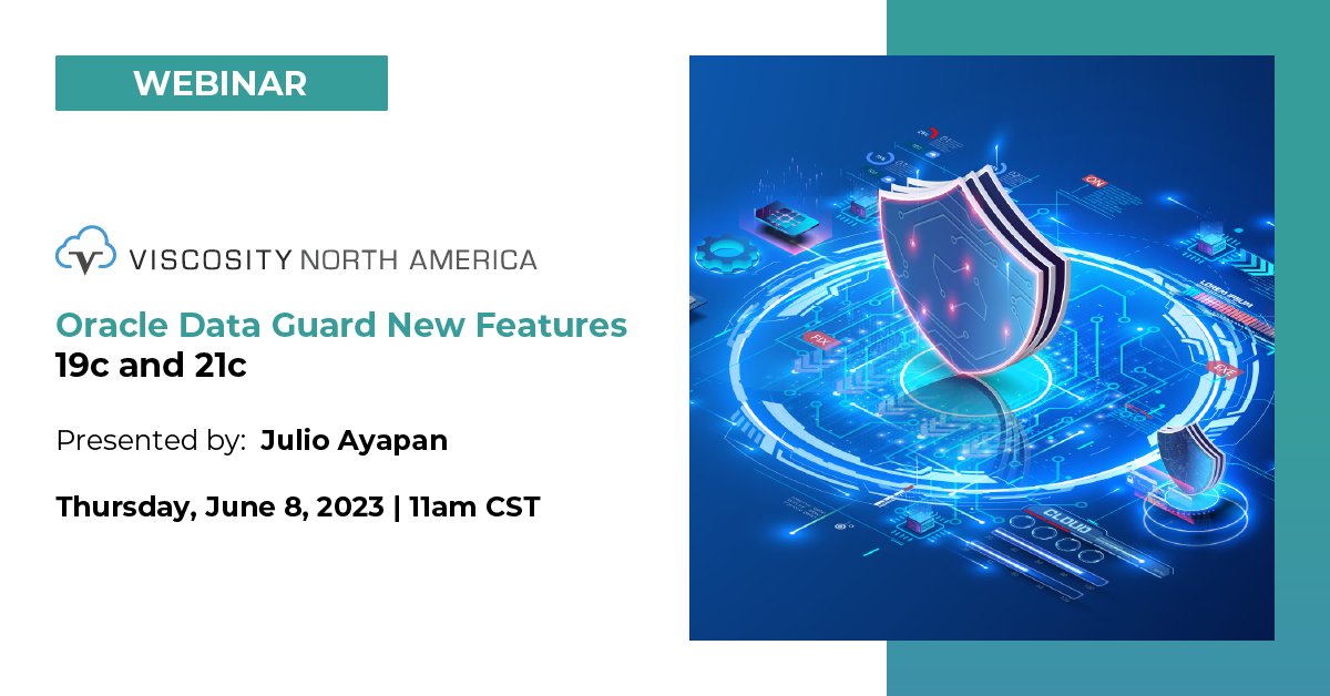 ViscosityNA's tweet image. Discover the latest #DataGuard features in #oracle19c & #oracle21c with @jayapangt, ensuring high availability & data protection through practical examples, Jun 8 – 11 AM CT!
Register to know more! bit.ly/43Mfmg3
#VNA23 #OraPub #orcldb #oci
