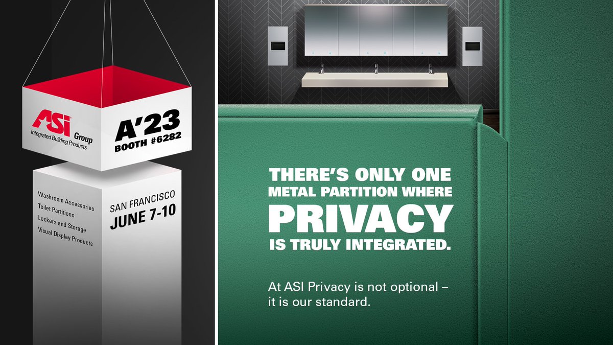 Privacy is our standard at ASI Group. Our Integrated Privacy™ system is built into our Stainless Steel and Powder Coated Steel Partitions. No add-ons or mismatched parts. Learn more at booth #6282 at the AIA 2023 Expo.

#architects #architecture #A23Con