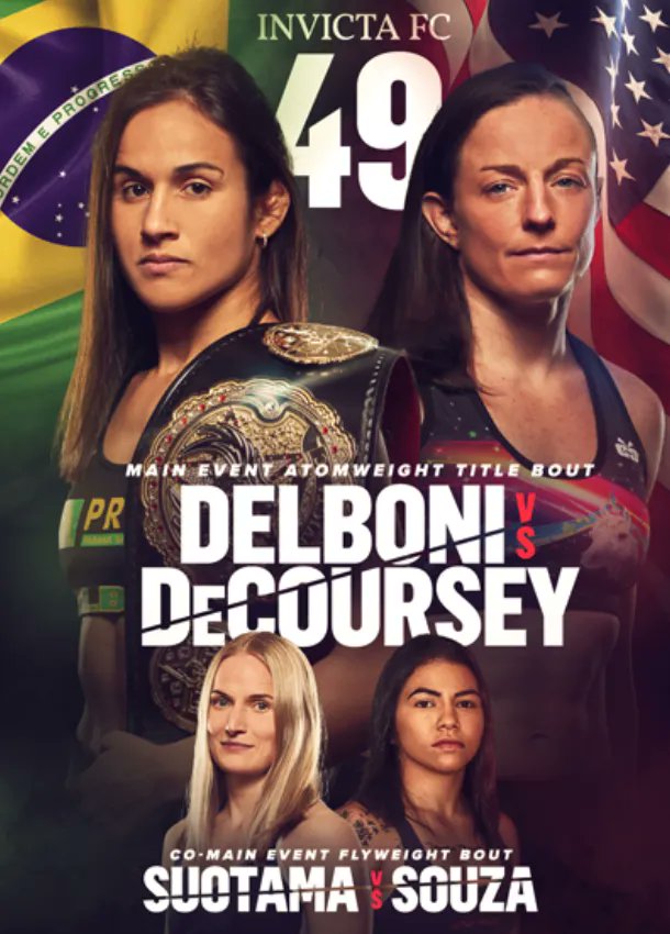 SwerveCombat's tweet photo. π₯ Mark your calendars for June 2nd! Watch Invicta FC 49: Strawweight Title Tournament featuring fighters Jillian DeCoursey and Jessica Delboni. Don't miss the intense action! #InvictaFC49 #MMA @Jessicadmma @lionheartjill @MountainMMA @livinhaufc @invitafc #mma #womensmma https://t.co/OjbgI40AyB