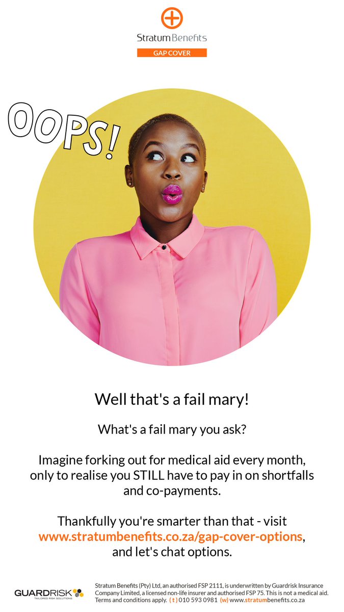 stratumbenefits's tweet image. What's a fail Mary you ask?

Imagine forking out for medical aid every month, only to realize you STILL have to pay in on shortfalls and co-payments.

Thankfully you're smarter than that - visit stratumbenefits.co.za/gap-cover-opti…, and let's chat options.

#gapcover #medicalaid #failmary