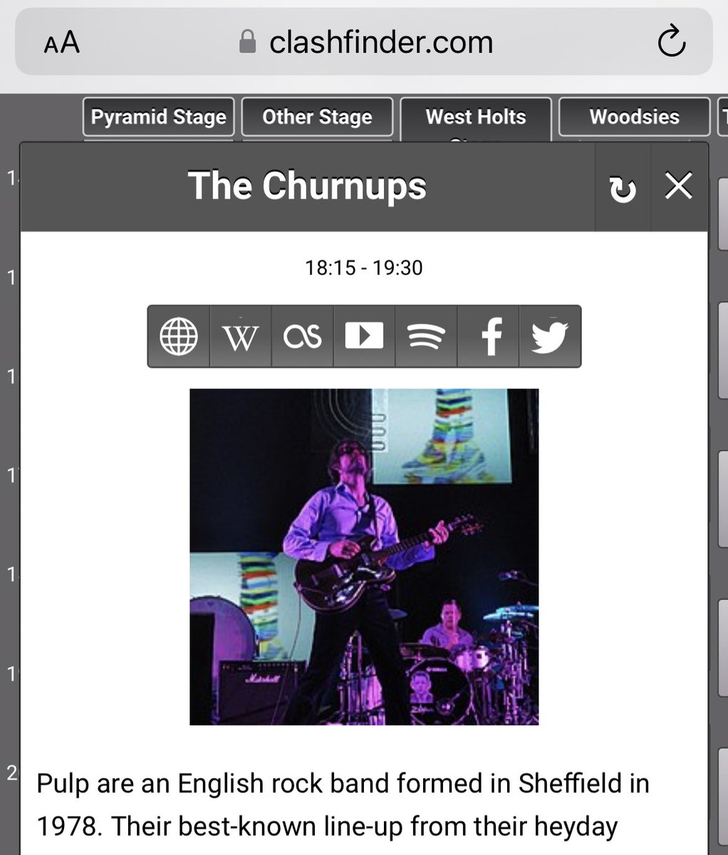 The Churnups have a profile under ‘info’ on clash finder #Glastonbury #Pulp