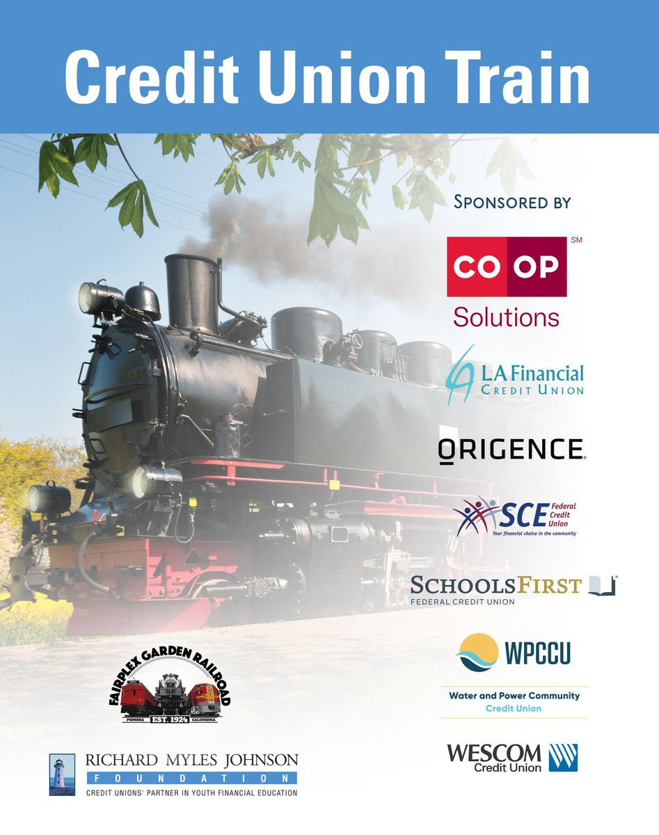 The LA County Fair ended yesterday, so the CU Train is leaving the tracks for the year. A huge thank you to all of our participants this year! And special thanks, again, to our sponsors: @Co_opSolutions, @LAFinancialCU, @CUDirect, @SCEFCU, @SchoolsFirstFCU, @wpccu, and @_Wescom !