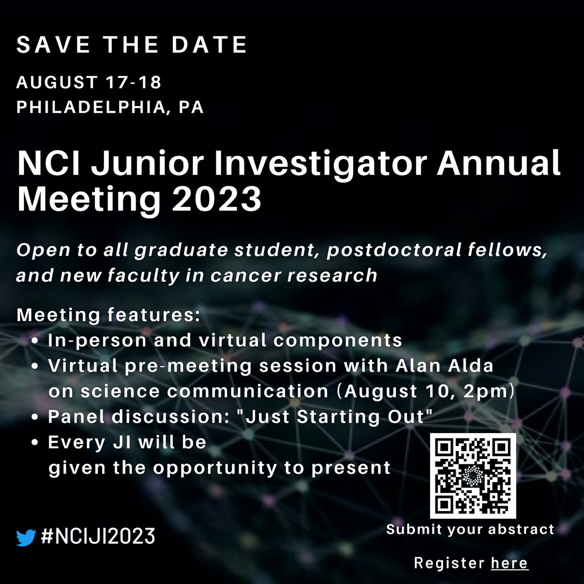 Meeting alert! For junior investigators across experimental and systems biology, physical science and #DataScience, and computational modelers who build and apply novel tools to better understand #cancer. Registration is free: events.cancer.gov/dcb/ji-meeting