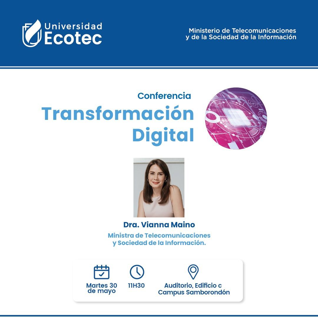 Telecom_Ec's tweet image. EN VIVO 📢

Sigue la transmisión en vivo de la charla magistral 
de la ministra @vmaino junto a estudiantes de @UnivEcotec
 #TrasformaciónDigital
👇👇👇
youtu.be/Nfn_2cKKSuQ