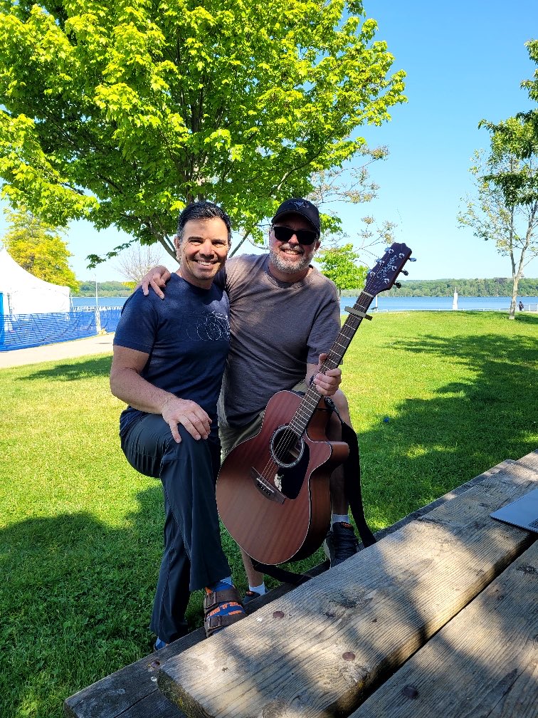 Adam and Scott are practicing their routine for Sunday June 4 when they join the Music in Motion at the Bike for Mike event.  Come join us at the Bridgeworks.  11 ish.