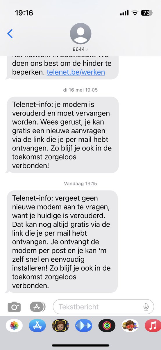 Seg <a href="/Telenet/">Telenet</a> ik heb 5 maanden geleden al een nieuwe modem (tvbox) gehaald.. misschien uw (nieuw 😱) systeem eens updaten? Tenzij uw smsnummer gehackt is natuurlijk…
