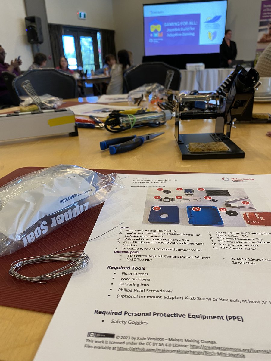 Had a great morning building a gaming joystick for <a href="/SCCRehab/">Stan Cassidy Centre for Rehabilitation</a> with <a href="/MakerMakeChange/">Makers Making Change</a>. Gave me a greater appreciation for the work <a href="/RachelleBernier/">Rachelle Bernier</a> does! Thankful for all who came to build us some joysticks for adapted video gaming!